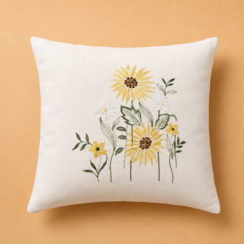Zirbenkissen mit Blumen